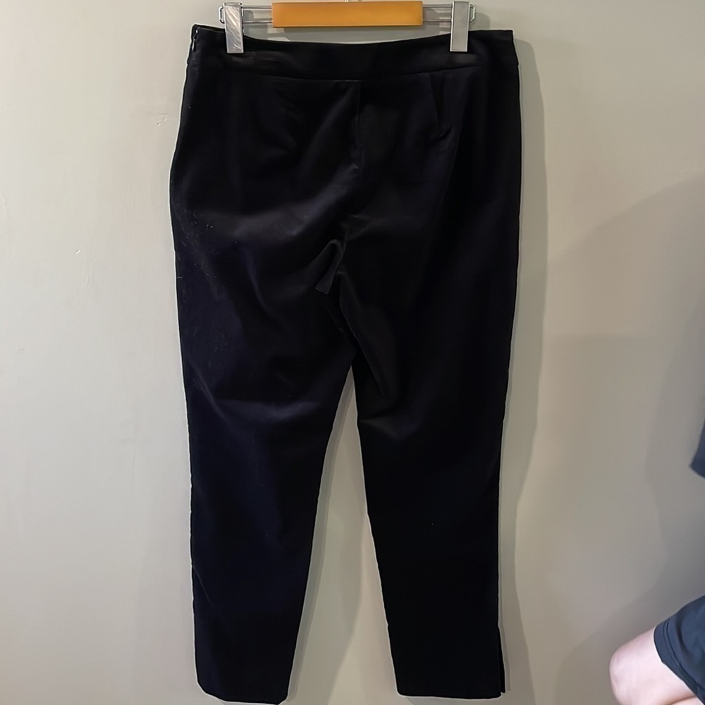 W's NWOT Talbots Petite Black Velvet Texture Flat Front Ankle Slit Pant Size 10P - Picture 2 of 7